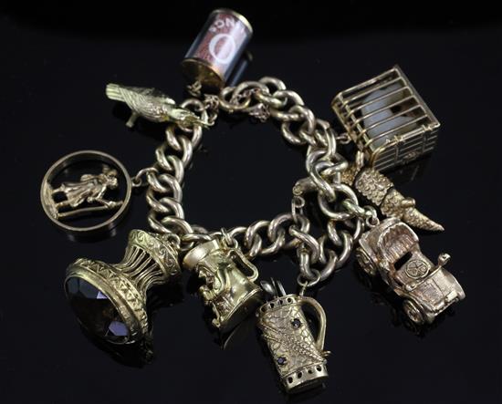 A 9ct gold curb link charm bracelet,